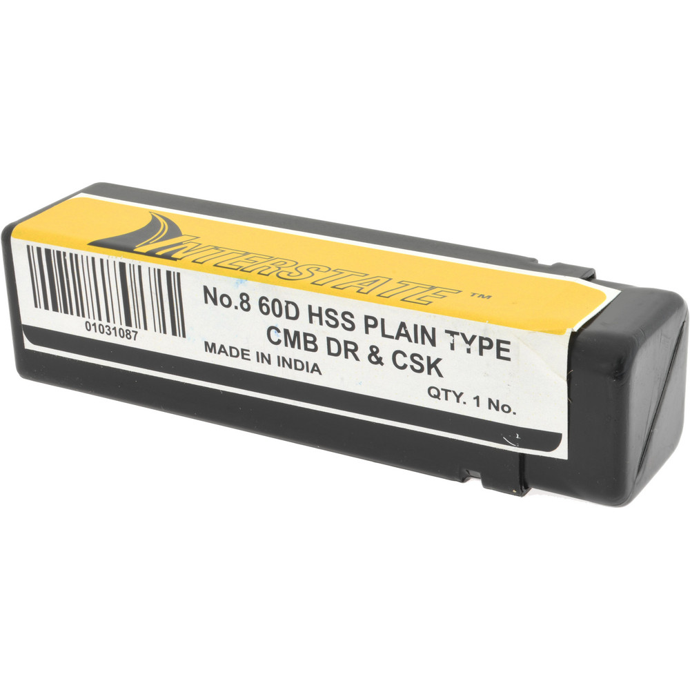Value Collection Combination Drill & Countersink: #8, 3/4" Body Dia, High-Speed Steel - 156400008000000