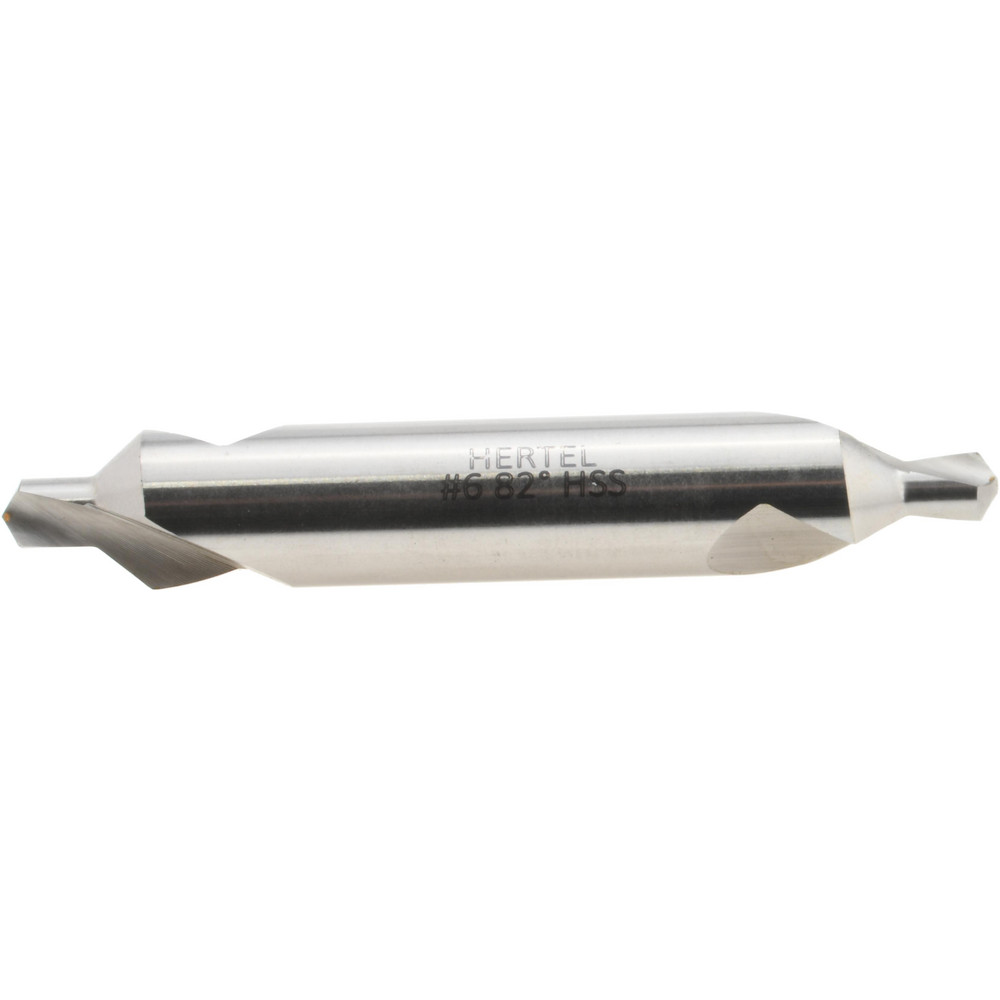 Hertel Combination Drill & Countersink: #6, 1/2" Body Dia, 118 deg, High-Speed Steel - H-81154060000