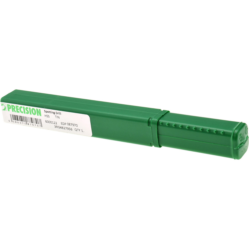 Precision Twist Drill Spotting Drill: 1/2" Dia, 120 deg, 6" OAL, High-Speed Steel - 6000122