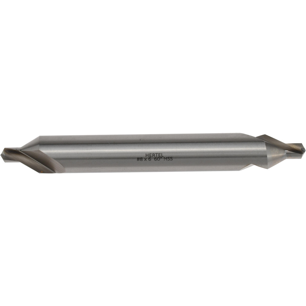 Hertel Combination Drill & Countersink: #8, 5/8" Body Dia, 118 deg, High-Speed Steel - H-81185080600