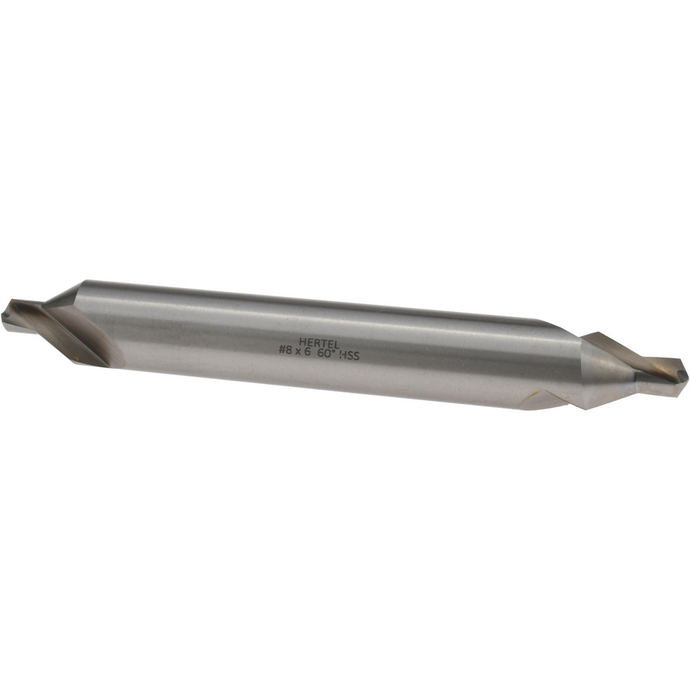 Hertel Combination Drill & Countersink: #8, 5/8" Body Dia, 118 deg, High-Speed Steel - H-81185080600