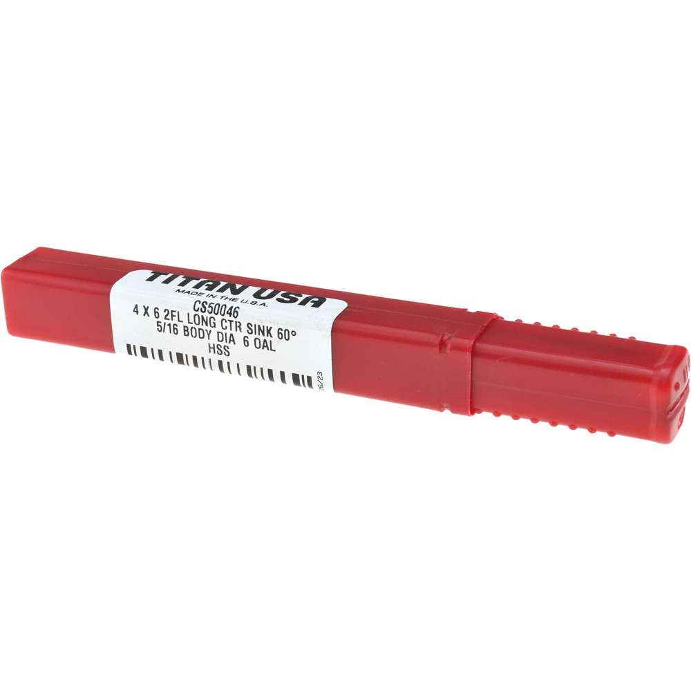 Titan USA Combination Drill & Countersink: #4, 5/16" Body Dia, 118 deg, High-Speed Steel - CS50046