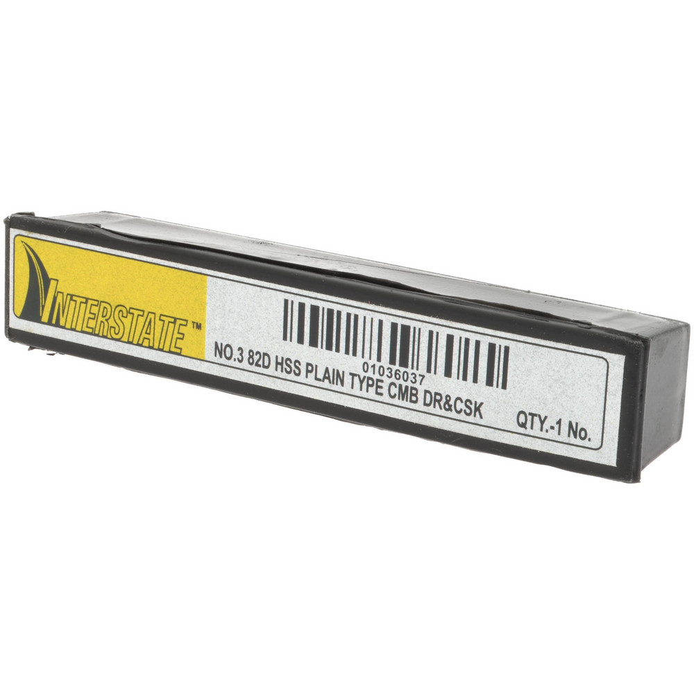 Value Collection Combination Drill & Countersink: #3, 1/4" Body Dia, High-Speed Steel - 1564000030000V0