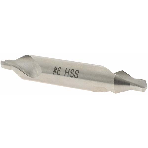 Value Collection Combination Drill & Countersink: #6, 1/2" Body Dia, High-Speed Steel - 1564000060000X0