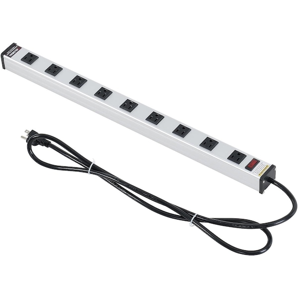 Global Industrial 25 9 Outlet Aluminum Power Strip with 6-ft Cord ETL/cETL - 500885