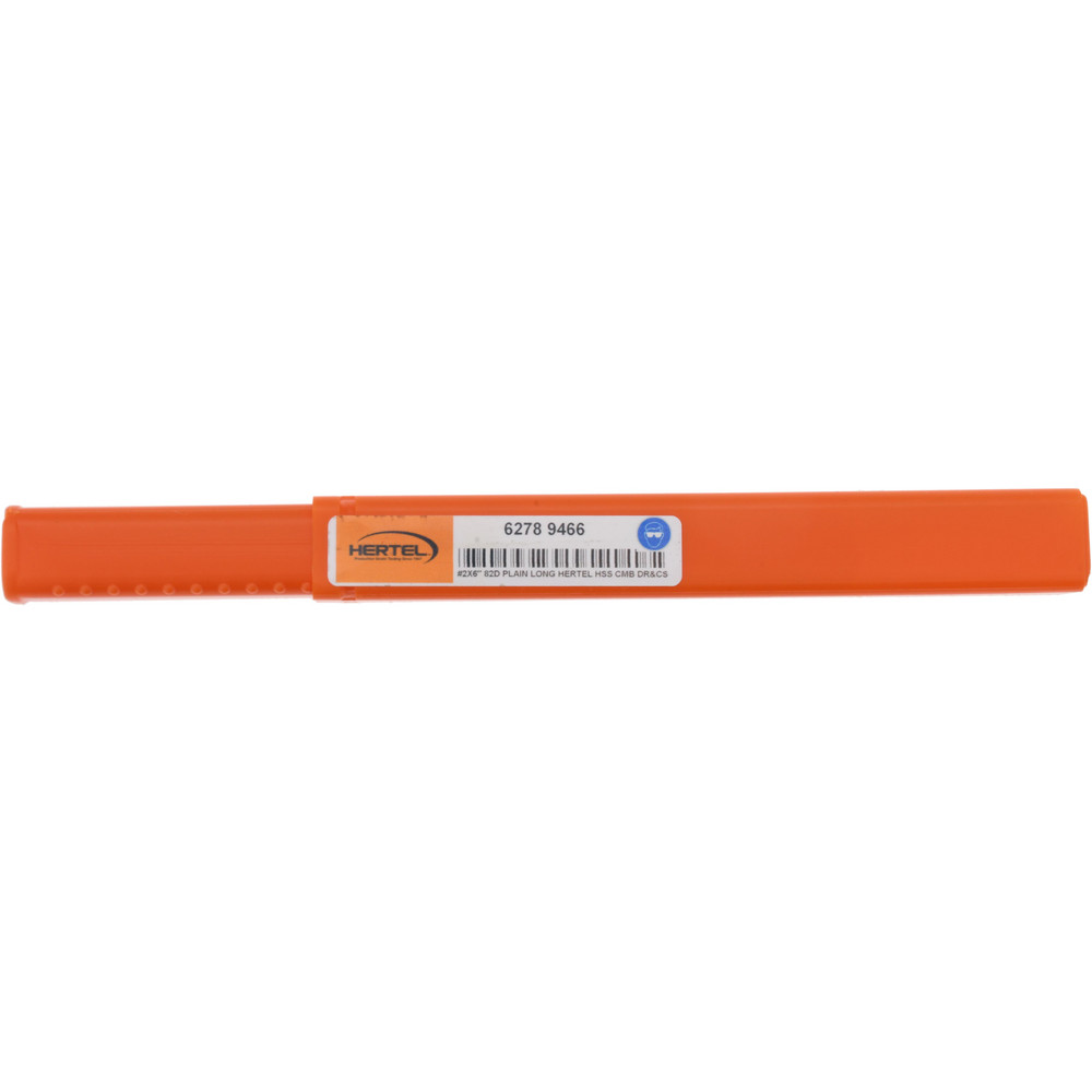 Hertel Combination Drill & Countersink: #2, 3/16" Body Dia, 118 deg, High-Speed Steel - H-81154L02060