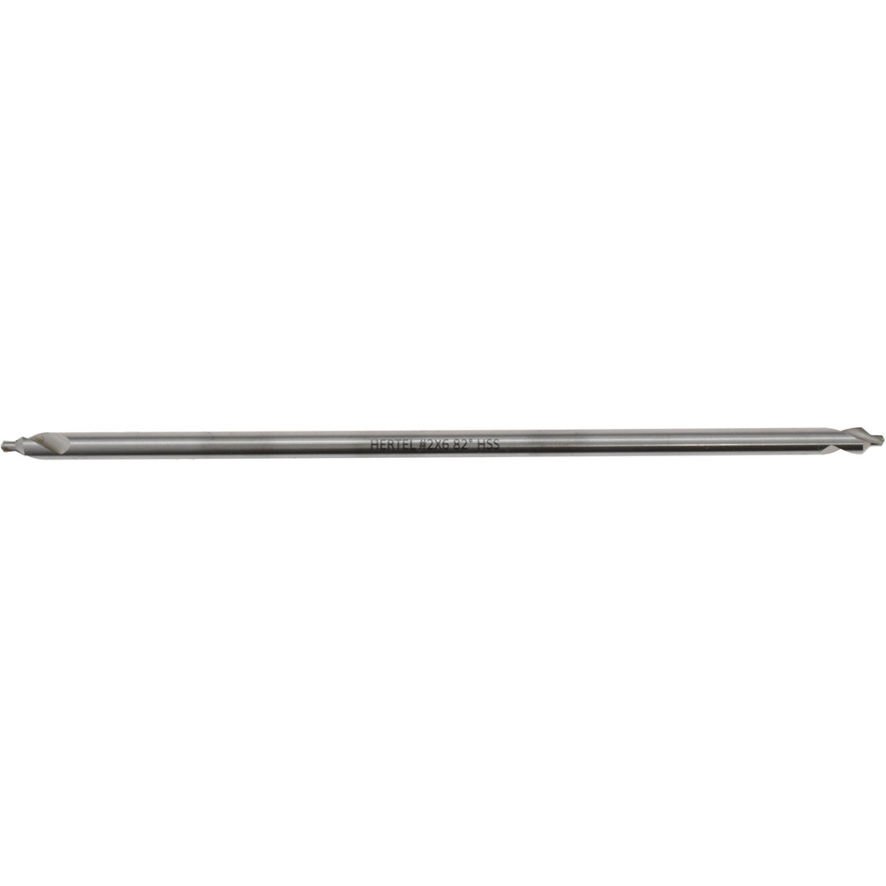 Hertel Combination Drill & Countersink: #2, 3/16" Body Dia, 118 deg, High-Speed Steel - H-81154L02060