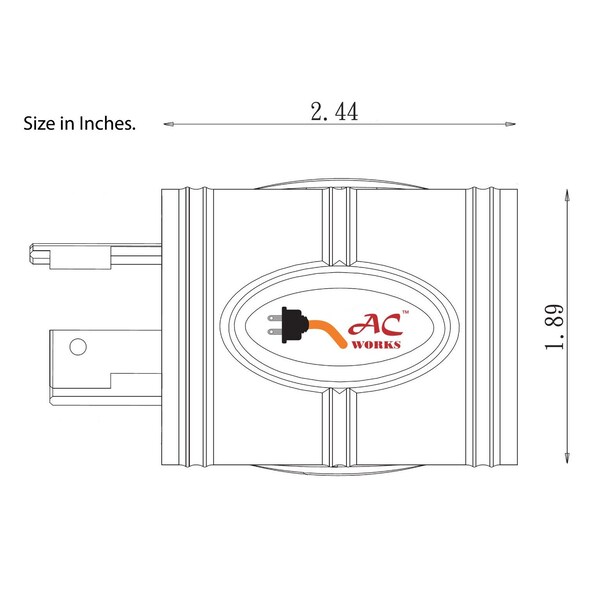Ac Works Locking Adapter L5-20P 20A 125V Locking Plug to L5-30R 30A 3-Prong Connector - ADL520L530