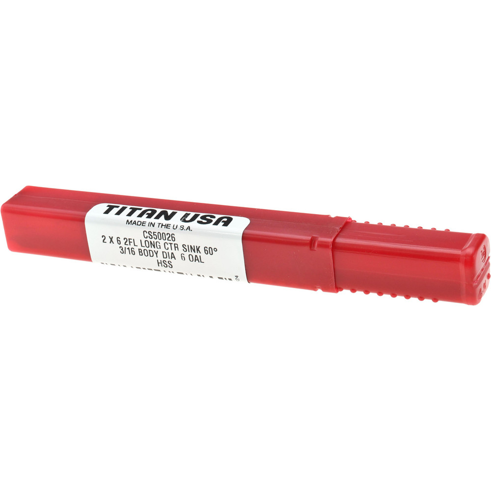 Titan USA Combination Drill & Countersink: #2, 3/16" Body Dia, 118 deg, High-Speed Steel - CS50026