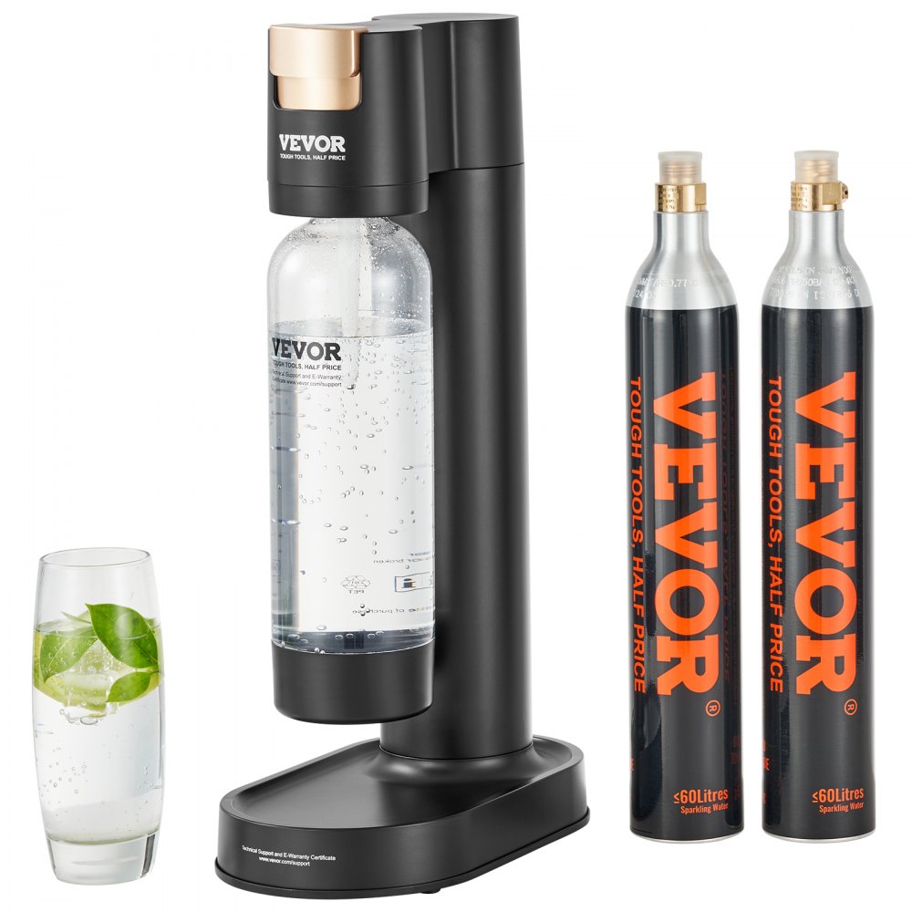 VEVOR Sparkling Water Maker, Soda Maker Machine for Home Carbonating, Seltzer Water Starter Kit with BPA-free 1L PET Bottle, 2 CO2 Cylinders, Compatible with Mainstream Screw-in 60L CO2 Cylinder - SDSJHCO2QP1LC76OBV0