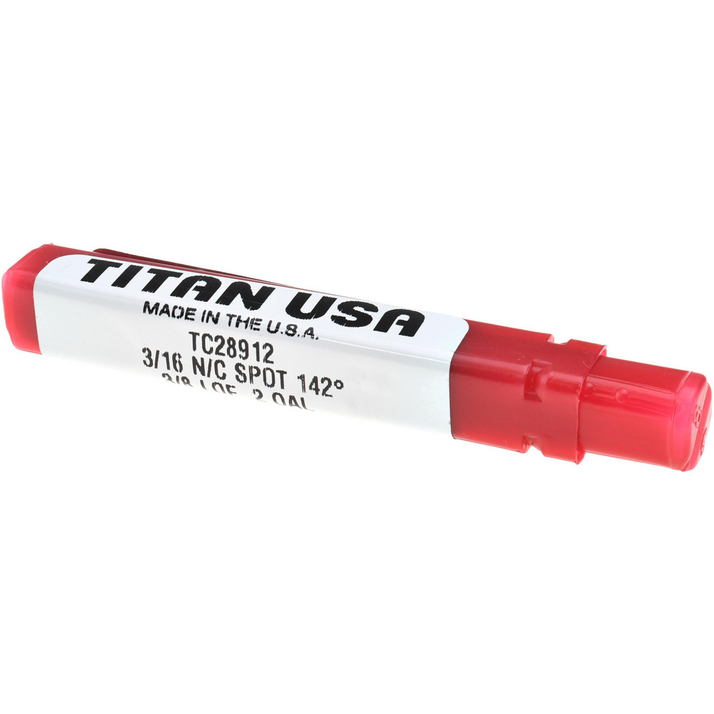 Titan USA Spotting Drill: 3/16" Dia, 142 deg, 2" OAL, Solid Carbide - TC28912