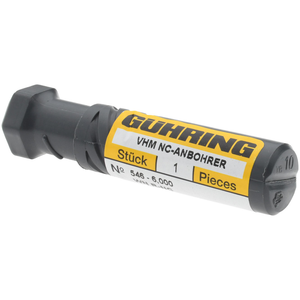 Guhring Spotting Drill: 6.00 mm Dia, 142 deg, 66 mm OAL, Solid Carbide - 9005460060000
