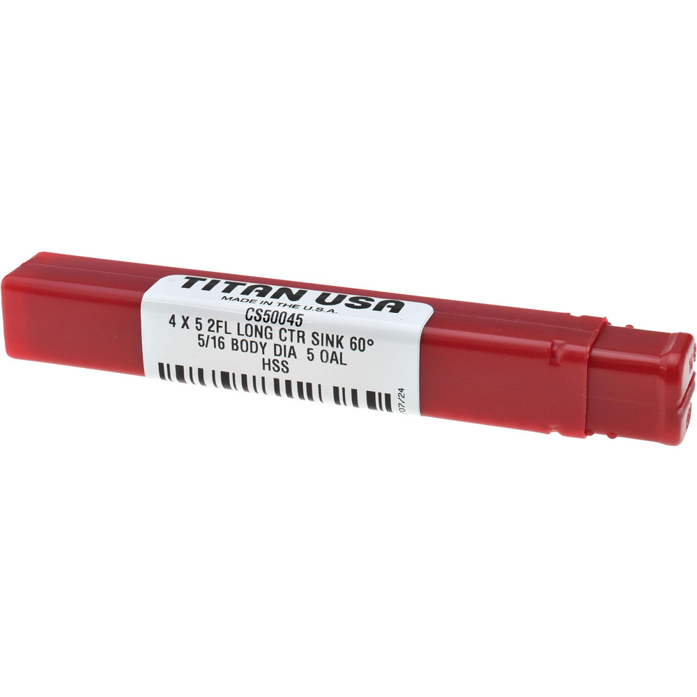 Titan USA Combination Drill & Countersink: #4, 5/16" Body Dia, 118 deg, High-Speed Steel - CS50045