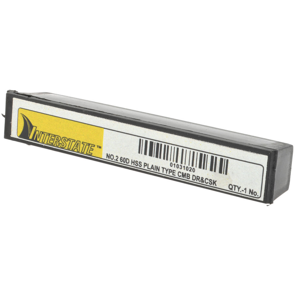 Value Collection Combination Drill & Countersink: #2, 3/16" Body Dia, High-Speed Steel - 156400002000000