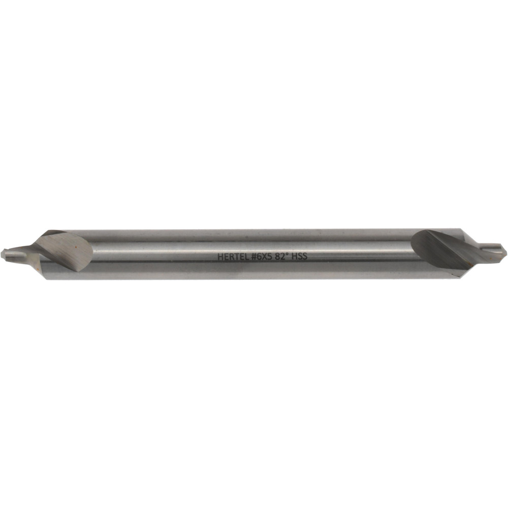 Hertel Combination Drill & Countersink: #6, 1/2" Body Dia, 118 deg, High-Speed Steel - H-81154L06050
