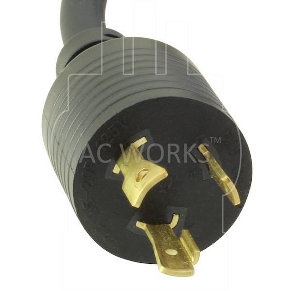 Ac Works 8FT 20A 3-Prong L5-20P Plug to 15/20A 5-15/20R T-Blade Lighted Connector - L520520-096