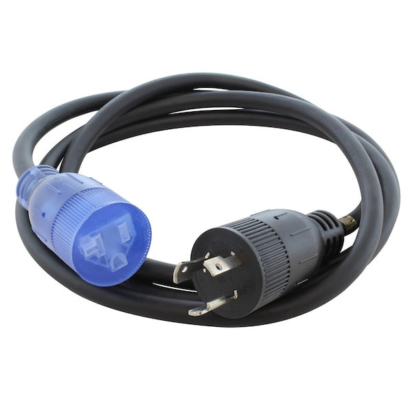 Ac Works 8FT 20A 3-Prong L5-20P Plug to 15/20A 5-15/20R T-Blade Lighted Connector - L520520-096