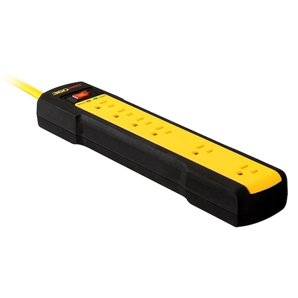Totalturf 8 ft. 6 Outlets Surge Power Strip, Yellow and Black - TO153973