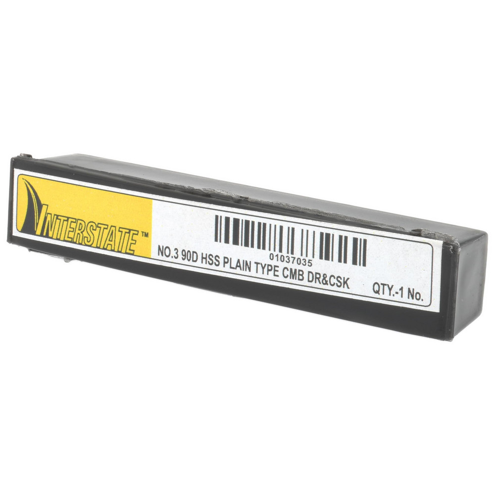 Value Collection Combination Drill & Countersink: #3, 1/4" Body Dia, High-Speed Steel - 1564000030000X0