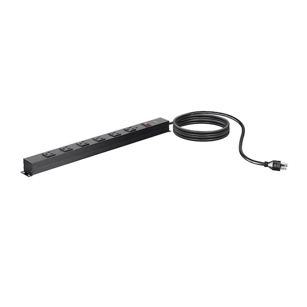 Monoprice 6 Outlet Metal Surge Protector Power Strip with 15ft Cord and Surface - 35097