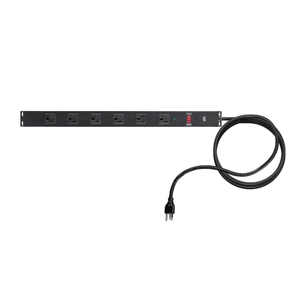 Monoprice 6 Outlet Metal Surge Protector Power Strip with 15ft Cord and Surface - 35097