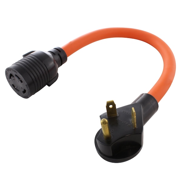 Ac Works 1.5FT RV 30A Plug to L14-30R Two Hots Bridged 30A 125/250V Connector - TT30L1430-018