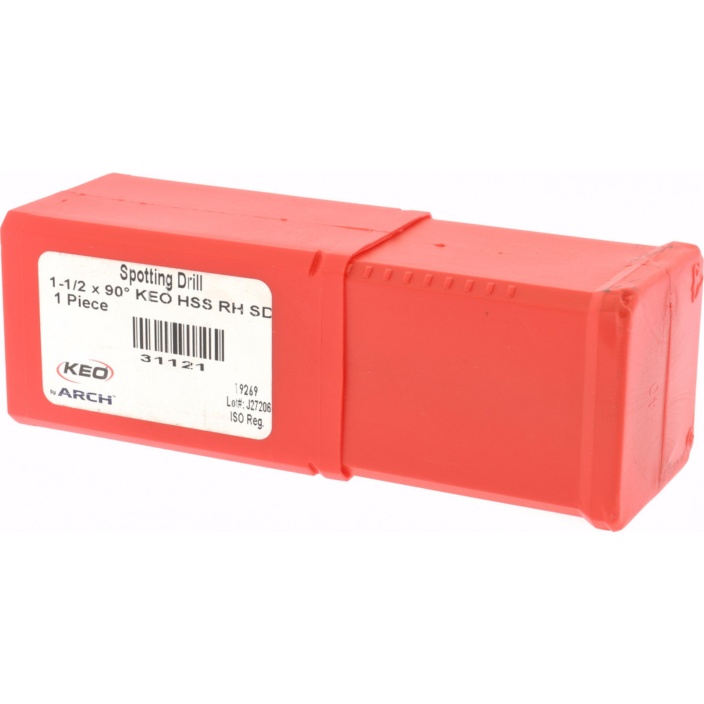 Keo Spotting Drill: 1-1/2" Dia, 90 deg, 5" OAL, High-Speed Steel - 955-000-075