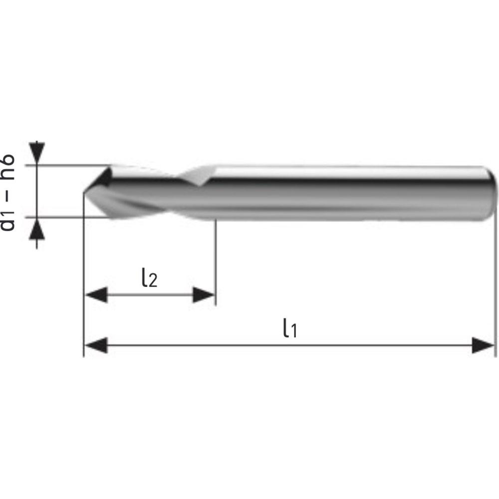Big Kaiser Spotting Drill: 4.00 mm Dia, 90 deg, 40 mm OAL, Solid Carbide - 40.50810.0040