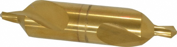 Hertel Combination Drill & Countersink: #8, 3/4" Body Dia, 118 deg, High-Speed Steel - 10890-TIN-HRT