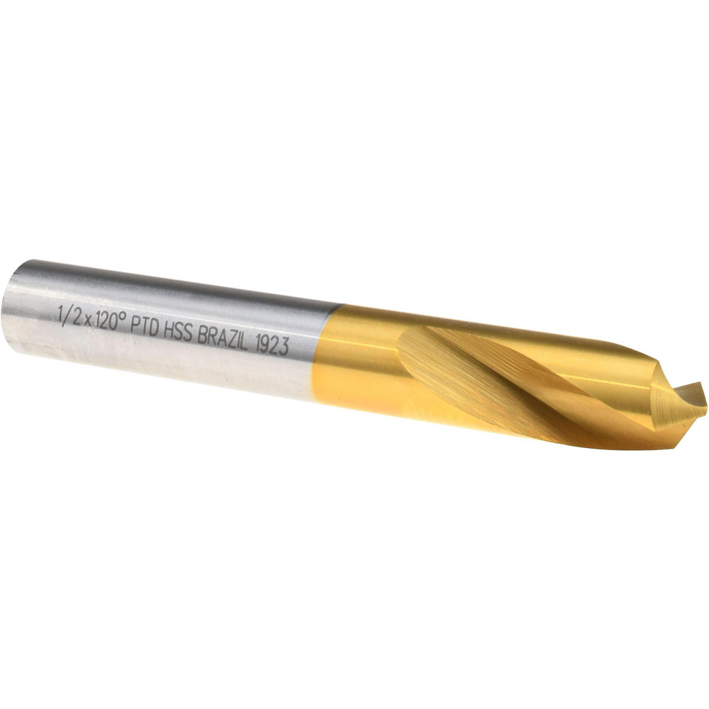 Precision Twist Drill Spotting Drill: 1/2" Dia, 120 deg, 8" OAL, High-Speed Steel - 6000002