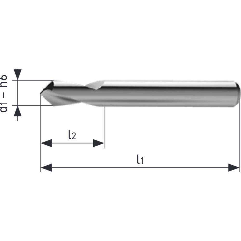 Big Kaiser Spotting Drill: 5.00 mm Dia, 90 deg, 50 mm OAL, Solid Carbide - 40.50810.0050