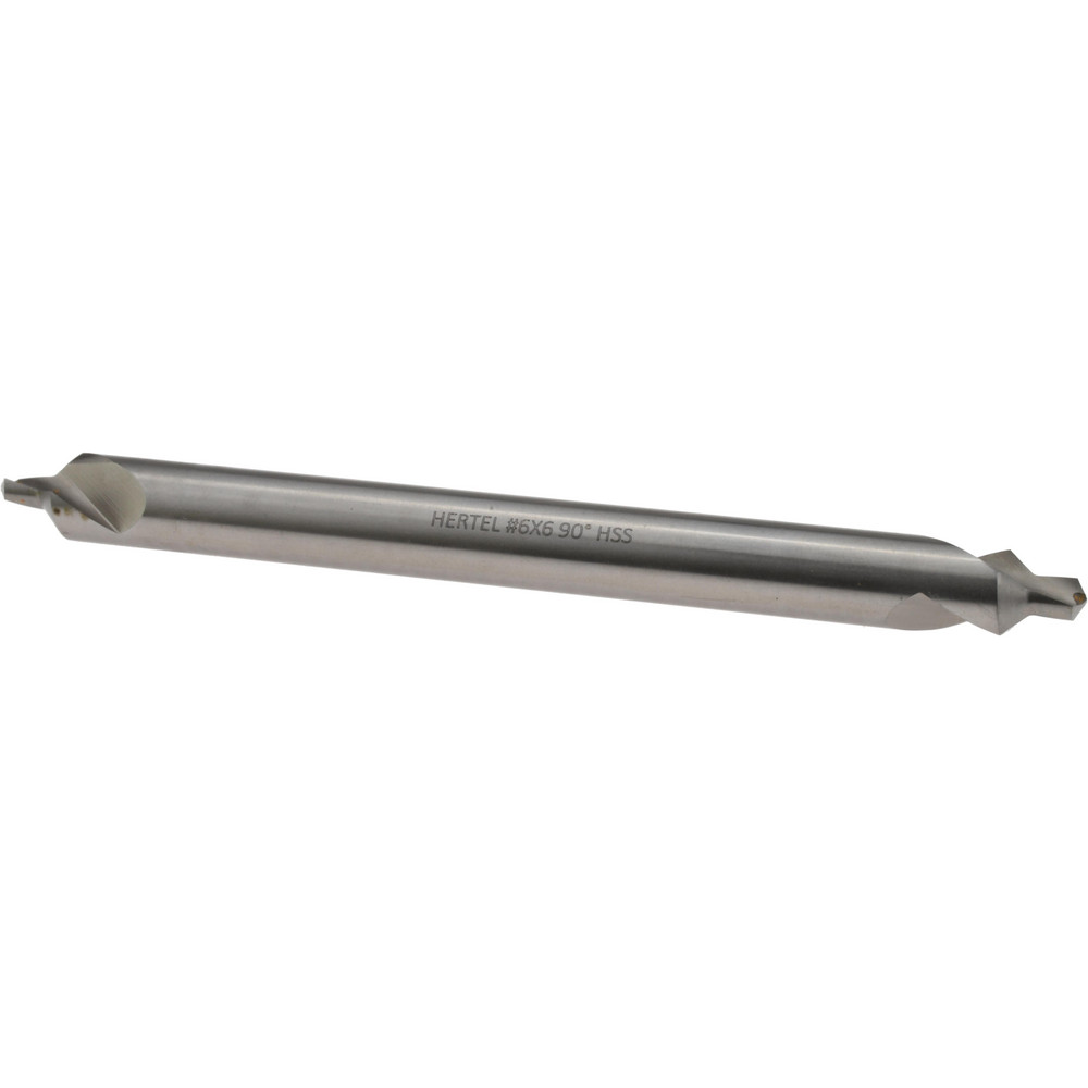 Hertel Combination Drill & Countersink: #6, 1/2" Body Dia, 118 deg, High-Speed Steel - H-81155L06060