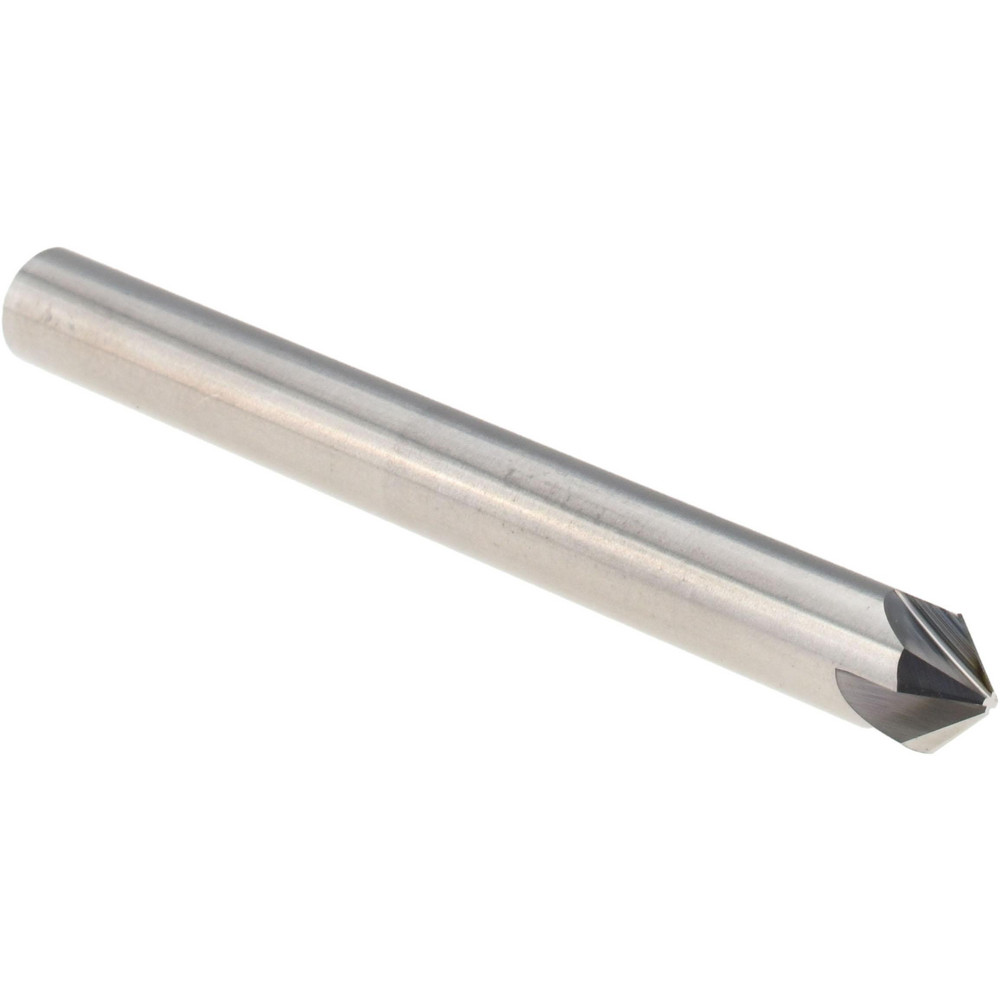 Titan USA Chamfer Mill: 1/4" Dia, 1/4" Shank Dia, 90 deg, 4 Flute, Solid Carbide, Single End - TC87747