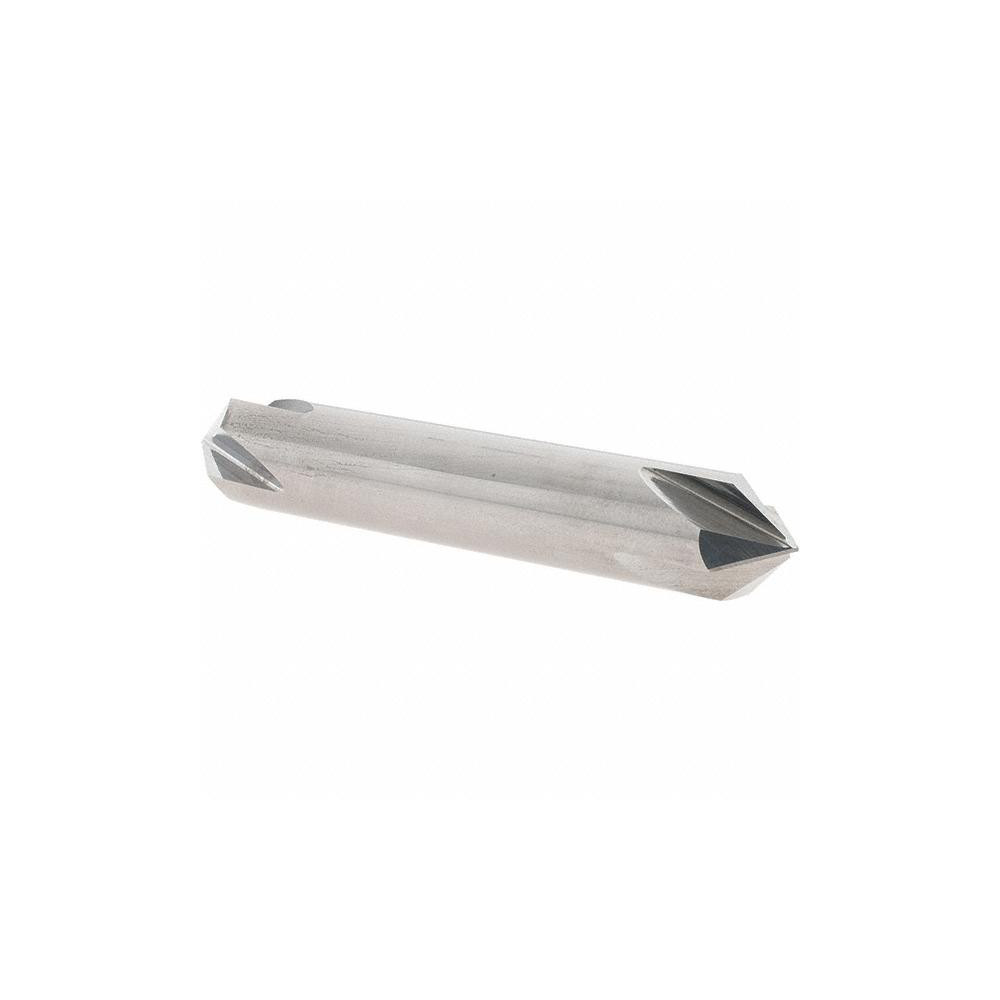 Made in USA Chamfer Mill: 1/2" Dia, 1/2" Shank Dia, 90 deg, 4 Flute, Solid Carbide, Double End - 64-1425