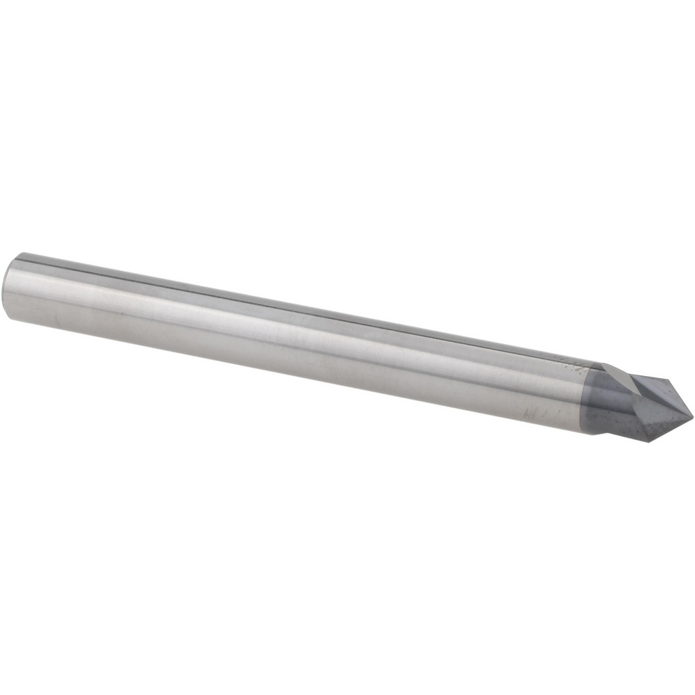 Harvey Tool Chamfer Mill: 1/4" Dia, 1/4" Shank Dia, 90 deg, 2 Flute, Solid Carbide, Single End - 47645-C3