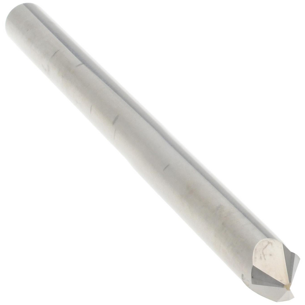 Harvey Tool Chamfer Mill: 3/16" Dia, 3/16" Shank Dia, 90 deg, 3 Flute, Solid Carbide, Single End - 790945