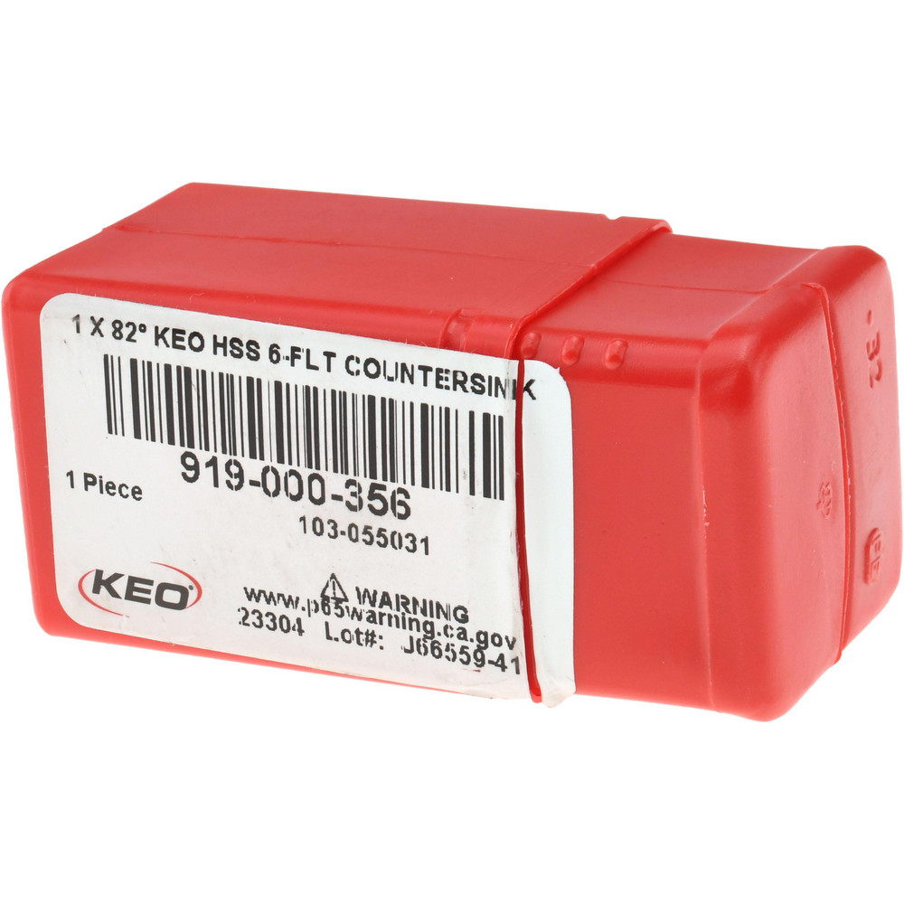 Keo Countersink: 1" Head Dia, 82.00 deg Included Angle, 6 Flute, High-Speed Steel, Right Hand Cut - 919-000-356