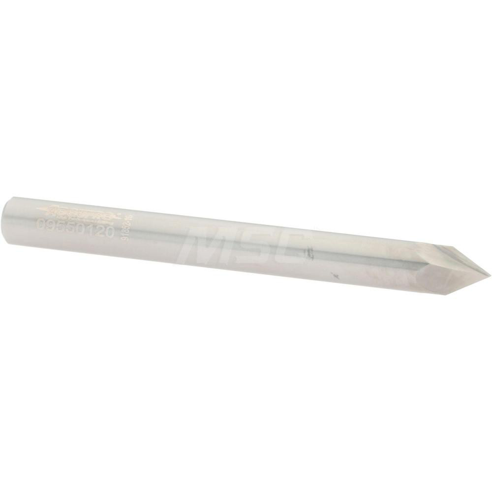 Accupro Chamfer Mill: 1/2" Dia, 1/2" Shank Dia, 60 deg, 4 Flute, Solid Carbide, Single End - 2500091