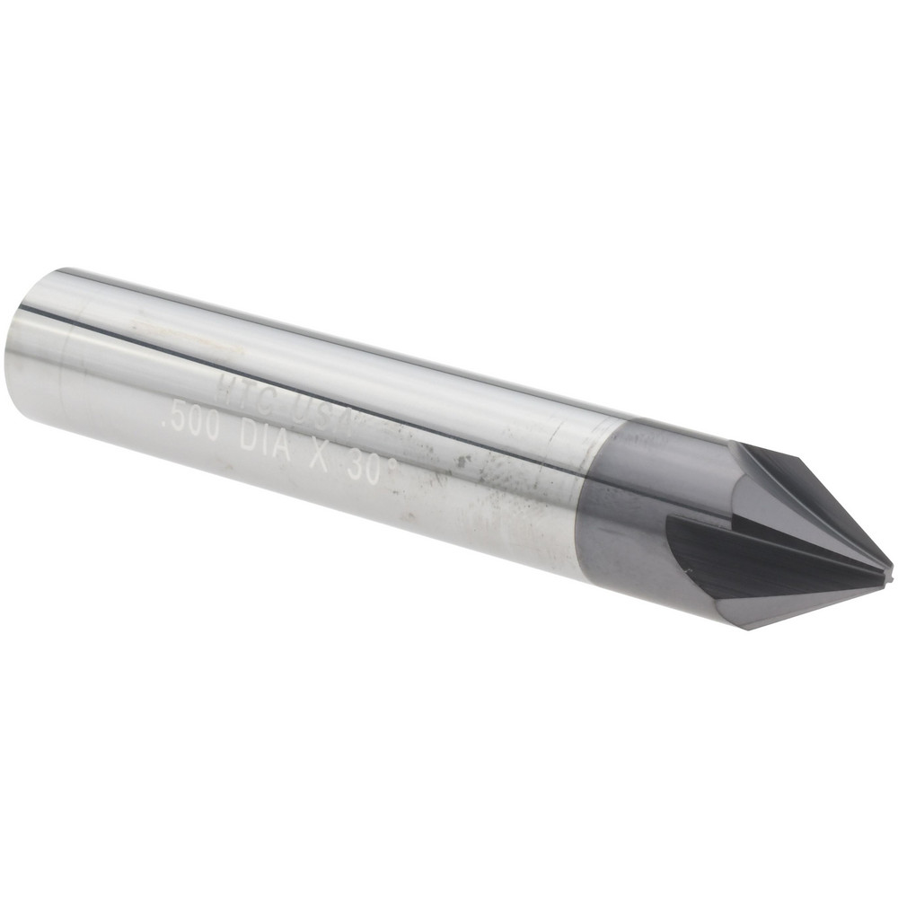 Accupro Chamfer Mill: 1/2" Dia, 1/2" Shank Dia, 60 deg, 4 Flute, Solid Carbide, Single End - 2500091