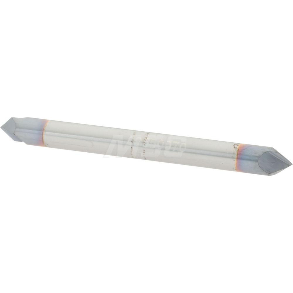 Harvey Tool Chamfer Mill: 3/16" Dia, 3/16" Shank Dia, 90 deg, 4 Flute, Solid Carbide, Double End - 754545