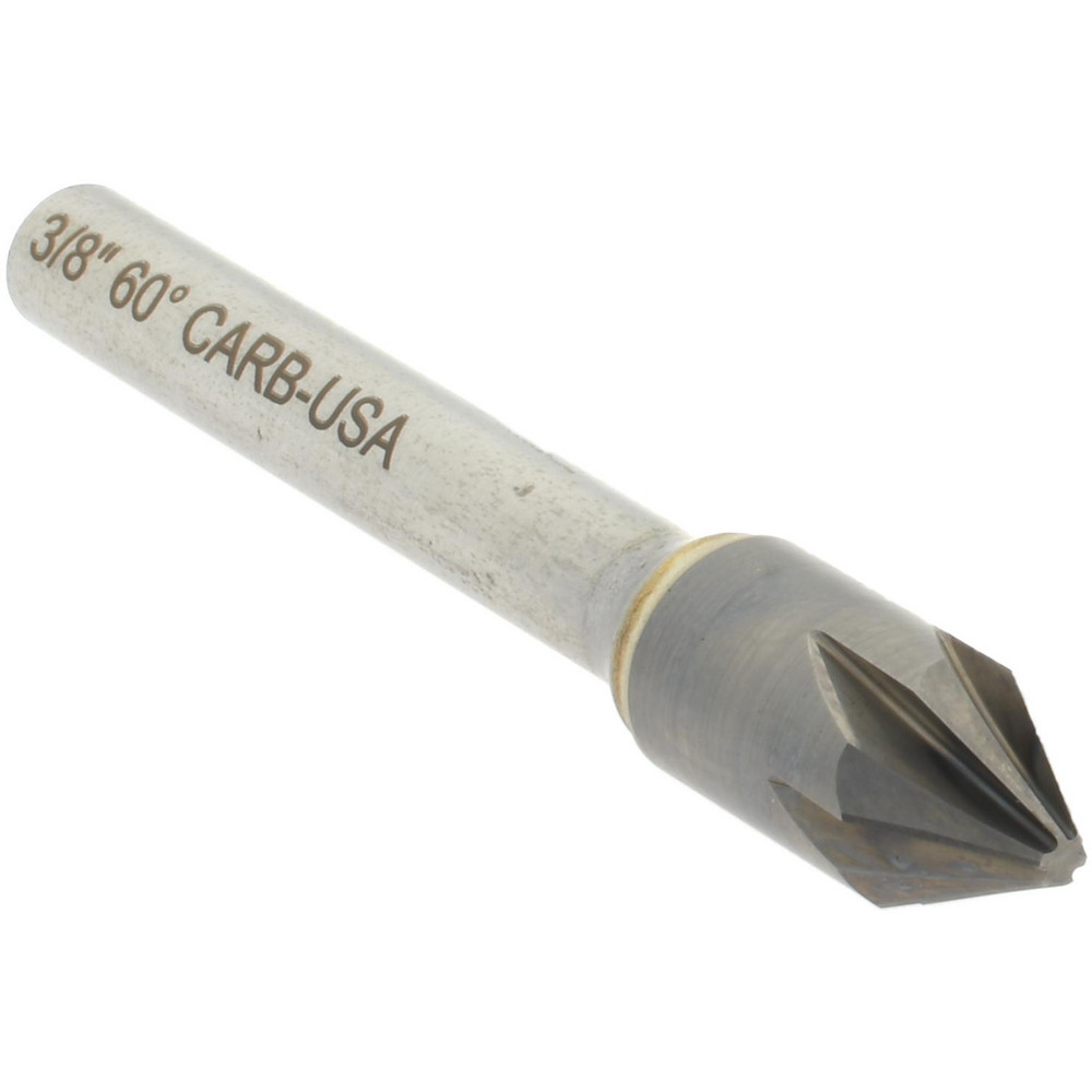 Hertel Countersink: 3/8" Head Dia, 60.00 deg Included Angle, 6 Flute, Solid Carbide, Right Hand Cut - 336-205050
