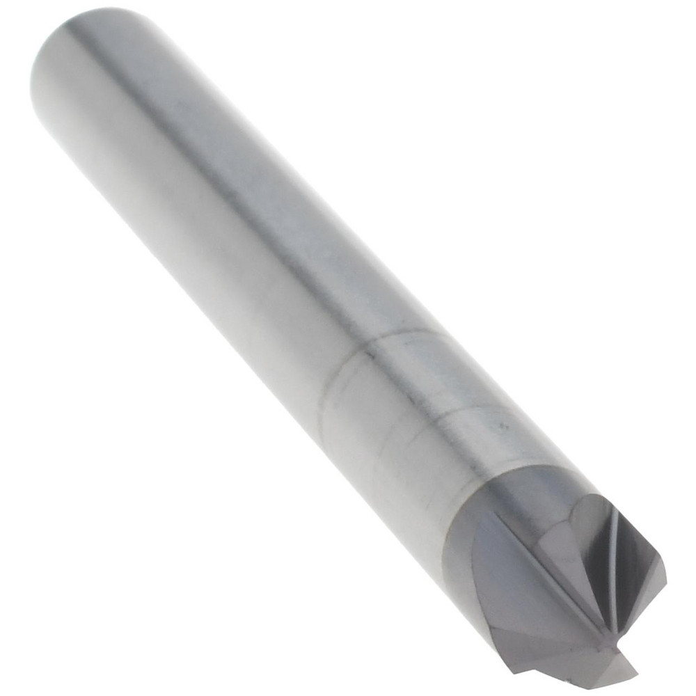 Titan USA Chamfer Mill: 1/4" Dia, 1/4" Shank Dia, 90 deg, 4 Flute, Solid Carbide, Single End - TC87807