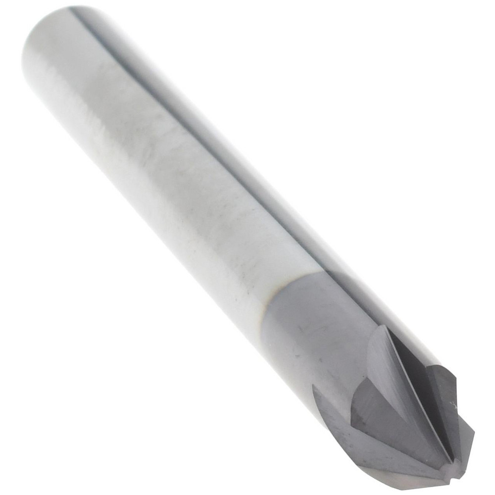 Harvey Tool Chamfer Mill: 1/4" Dia, 1/4" Shank Dia, 50 deg, 4 Flute, Solid Carbide, Single End - 876425-C3