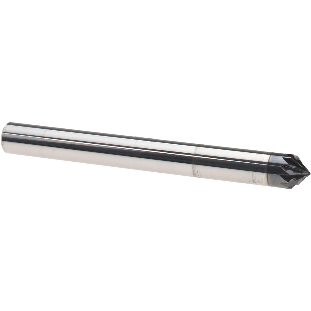 Harvey Tool Chamfer Mill: 1/4" Dia, 1/4" Shank Dia, 35 deg, 3 Flute, Solid Carbide, Single End - 18518-C3