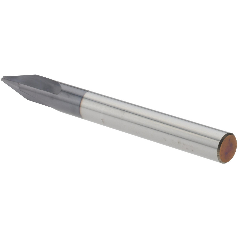 Harvey Tool Chamfer Mill: 1/4" Dia, 1/4" Shank Dia, 35 deg, 3 Flute, Solid Carbide, Single End - 18518-C3