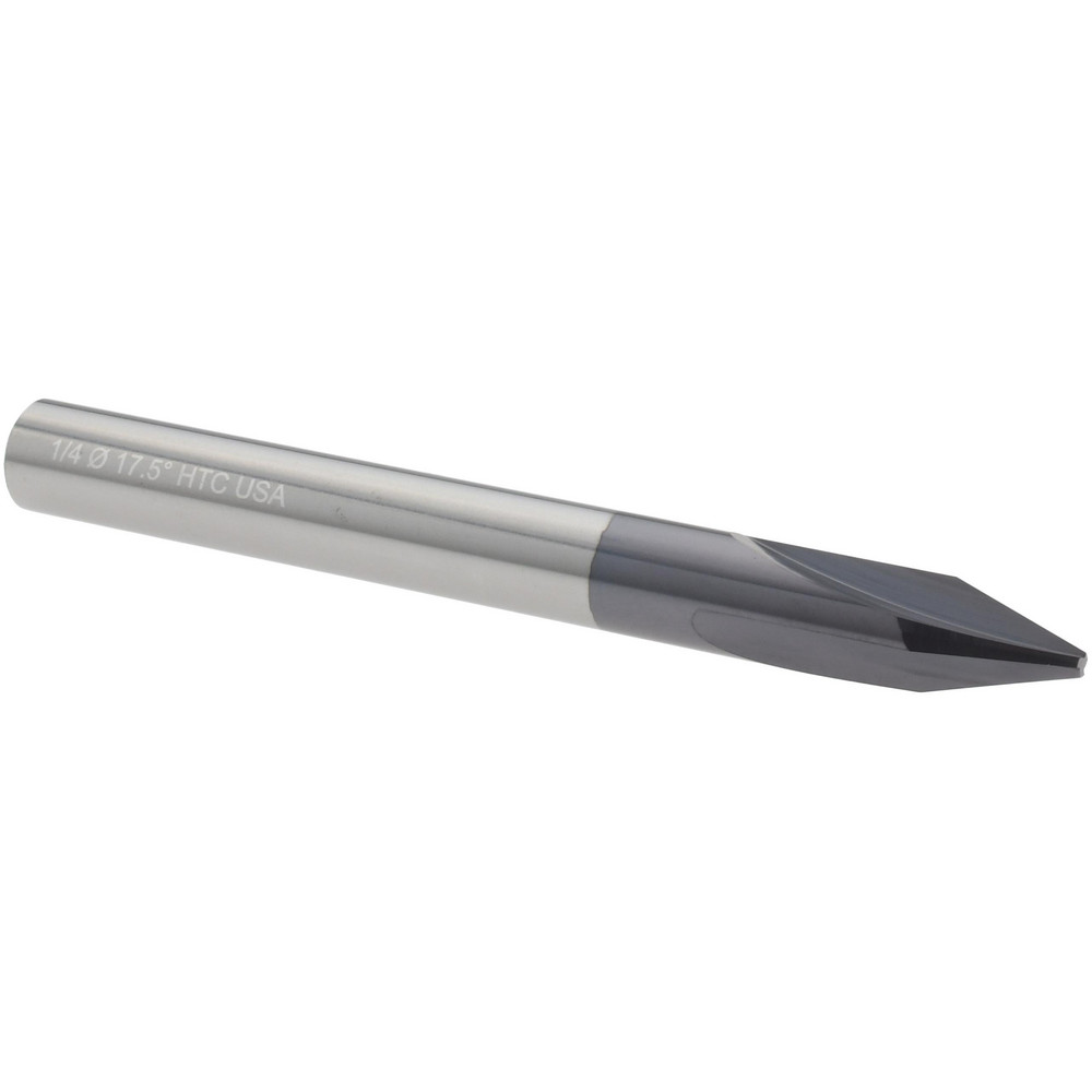 Harvey Tool Chamfer Mill: 1/4" Dia, 1/4" Shank Dia, 35 deg, 3 Flute, Solid Carbide, Single End - 18518-C3