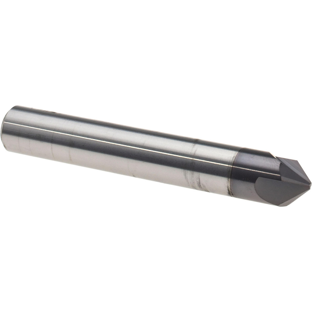 Harvey Tool Chamfer Mill: 1/4" Dia, 1/4" Shank Dia, 35 deg, 3 Flute, Solid Carbide, Single End - 18518-C3