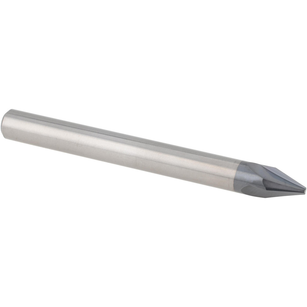 Harvey Tool Chamfer Mill: 1/4" Dia, 1/4" Shank Dia, 40 deg, 2 Flute, Solid Carbide, Single End - 47620