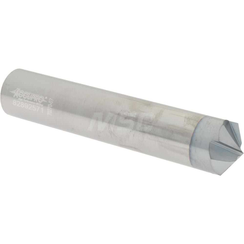 Harvey Tool Chamfer Mill: 1/4" Dia, 1/4" Shank Dia, 120 deg, 4 Flute, Solid Carbide, Single End - 833160