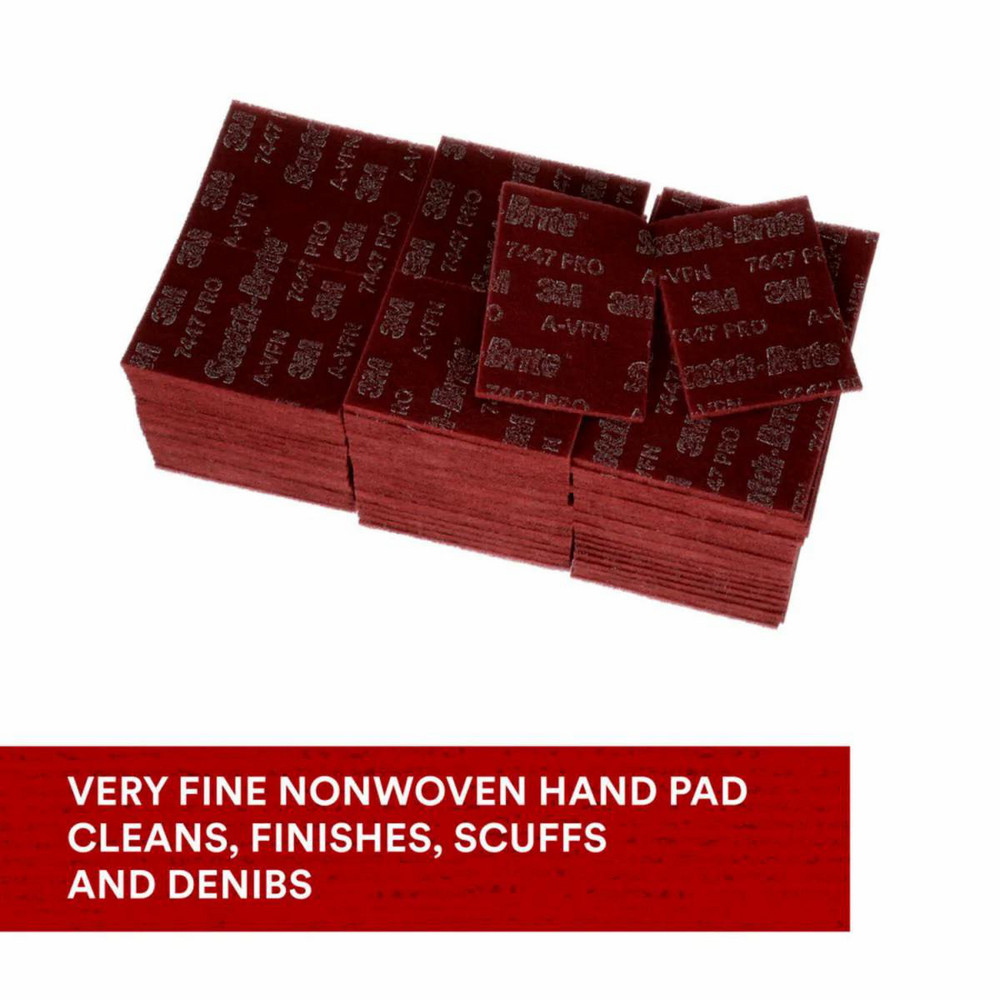 3M Hand Sanding Pad: Non-Woven, Aluminum Oxide, Very Fine Grade, Maroon - 7100023339